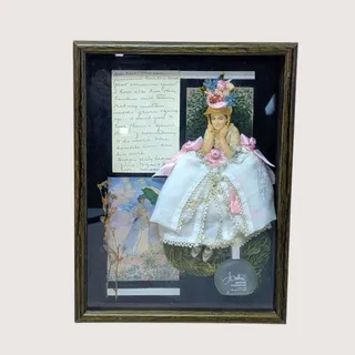 Photo of Vintage Framed Jontue Perfume Shadow Box Collage Art