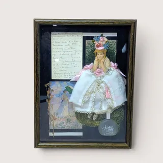Photo of Vintage Framed Jontue Perfume Shadow Box Collage Art