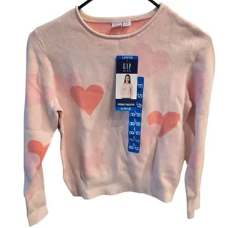 Photo of NWT 100% Cotton Gap Kids Pink Heart Sweater - Size L (10/12)