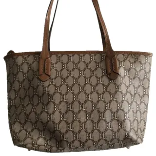 Photo of RALPH LAUREN Medium Brown Leather Logo Tote