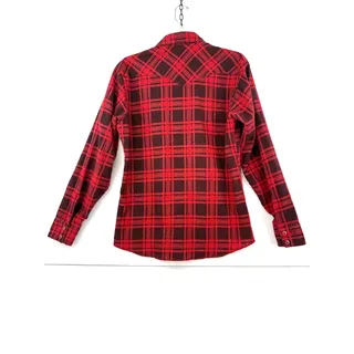 Photo of Vintage Wrangler Western Flannel Shirt Men' M Red Black Plaid USA Snap Front