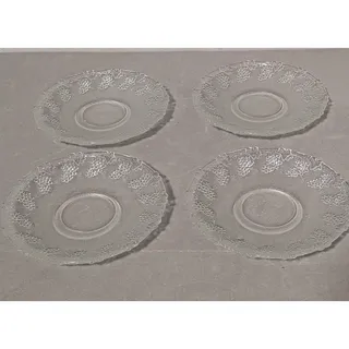 Photo of Set of 4 Vintage Clear Pressed Glass Grape Pattern Small Plates / Saucers 5 inch