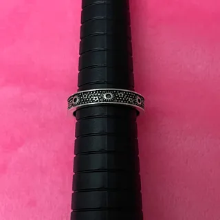 Photo of Men's Cool Vintage Celestial Ring Black and Silver Size 7.5