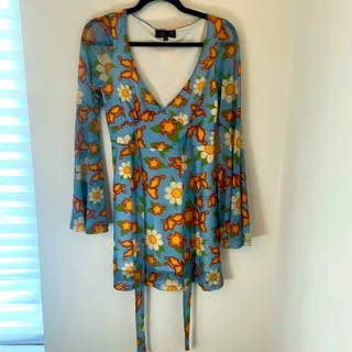 Photo of Delia’s Babydoll dress Tie waist butterfly and flower print size medium y2k