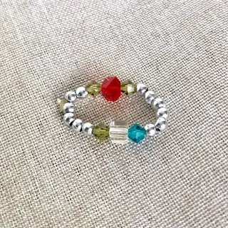 Photo of Crystal Stretch Reversible Ring - Siam Khaki Silver Indicolite