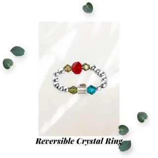 Photo of Crystal Stretch Reversible Ring - Siam Khaki Silver Indicolite