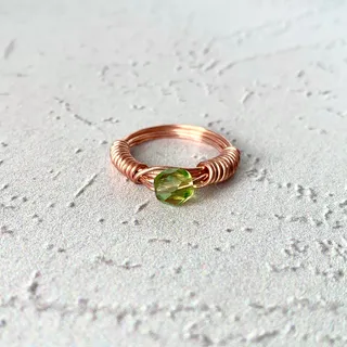 Photo of Olive Vine - Czech Glass Ring Size 5 - Copper