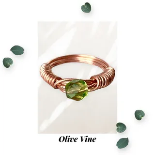 Photo of Olive Vine - Czech Glass Ring Size 5 - Copper