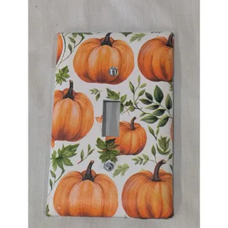 Photo of Handmade Decoupage Pumpkin Light Switch Cover Fall Harvest Decor Wall Plate