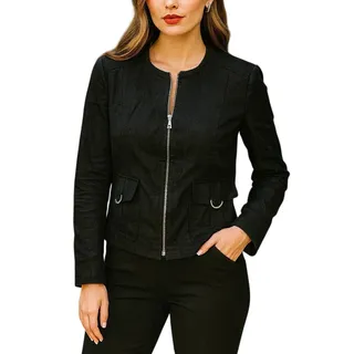 Photo of Basler Womens Italian Linen Full Zip Jacket Small Black Career Modern Luxury 