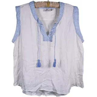 Photo of Vineyard Vines Womens Linen Tank Top Size XL White Tassel Resort Coastal Beach