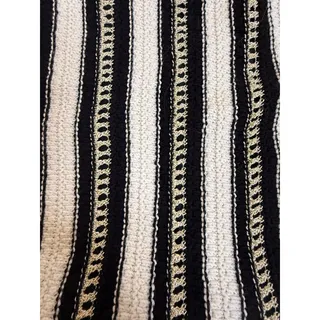 Photo of Nine West Black Cream Gold Metallic Knit Skirt XS