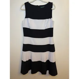 Photo of Lauren Ralph Lauren Black White Stripe Dress 12