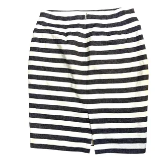 Photo of Ann Taylor Women's Size 4 Navy White Striped Linen Blend Pencil Skirt Zip