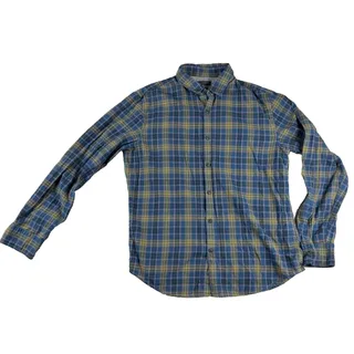 Photo of Banana Republic Luxe Flannel Shirt Mens M Camden Fit Blue Green Plaid Button Up