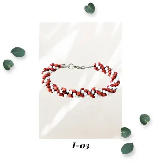 Photo of Splendid love - Kumihimo Beaded Rope Bracelet - Red White - Candy Cane