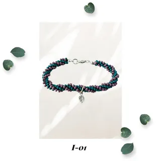 Photo of Grapevine Leaf - Kumihimo Woven Bracelet with Tibetan Silver Leaf Charm