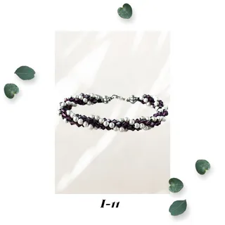 Photo of Amethyst Crystal and Silver Stardust Woven Rope Bracelet - Kumihimo Woven