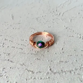 Photo of Mystic Iris - Purple - Copper Wire Wrapped Ring - Size 5
