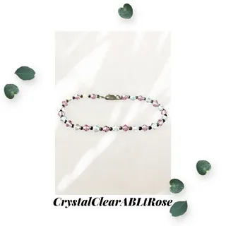Photo of Clear Aurora Borealis and Lt Rose Crystal Beaded Bracelet