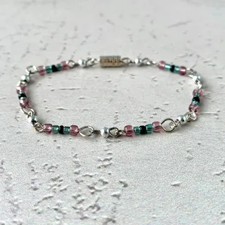 Photo of Mystic Fortune - Minimalist Delicate Glass Beaded Bracelet - Purple Blue Black