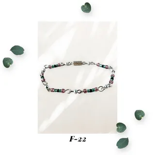 Photo of Mystic Fortune - Minimalist Delicate Glass Beaded Bracelet - Purple Blue Black