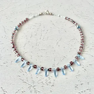 Photo of Raindrop Glass Dagger Choker Necklace - Purple and Blue