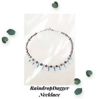 Photo of Raindrop Glass Dagger Choker Necklace - Purple and Blue