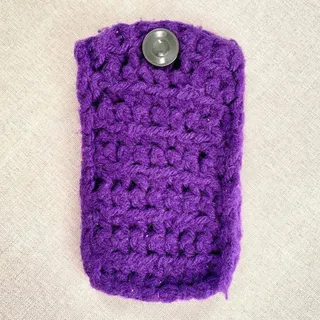 Photo of Purple Crochet Pouch Sleeve with Button