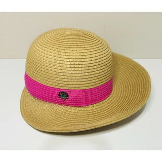 Photo of Banana Boat Woven Paper Straw By Pink Sun Hat Wide Brim Beach Pool Vacation