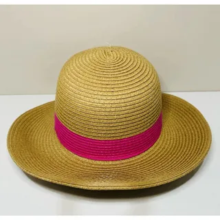 Photo of Banana Boat Woven Paper Straw By Pink Sun Hat Wide Brim Beach Pool Vacation