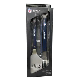 Photo of NFL New England Patriots 3 Piece Grill Set Spatula Fork Tongs + Bottle Openers