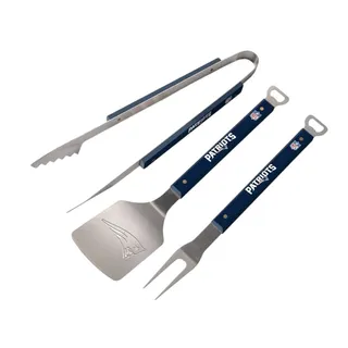 Photo of NFL New England Patriots 3 Piece Grill Set Spatula Fork Tongs + Bottle Openers
