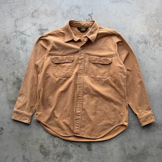 Photo of Vintage 90s Woolrich Chamois Flannel Shirt Tan Workwear XL