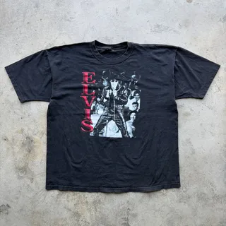 Photo of Vintage 90s Elvis Presley Graphic Band Tee Faded Black XL
