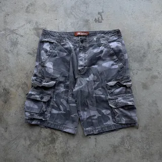 Photo of Vintage Y2K Lee Camo Cargo Shorts Gray Baggy Utility Size 32