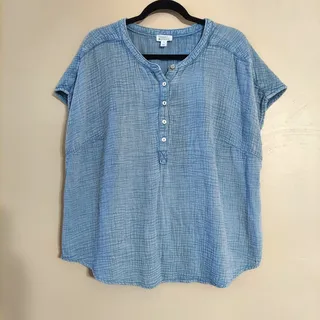 Photo of Market & Spruce Junie Plus Size Blue Gauze Blouse