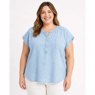Photo of Market & Spruce Junie Plus Size Blue Gauze Blouse