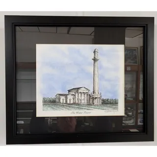 Photo of Signed Lithograph “The Water Tower” Wadia Newman Louisville Landmark Framed Art