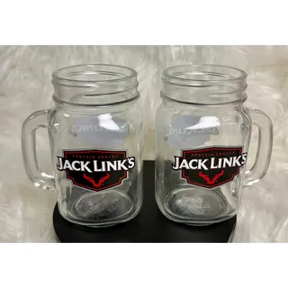 Photo of Set of 2 Jack Link's Beef Snacks Promotional Advertising Glass Beer Mason Mugs