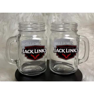 Photo of Set of 2 Jack Link's Beef Snacks Promotional Advertising Glass Beer Mason Mugs