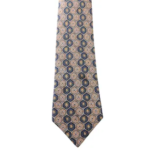 Photo of Vintage Hermès 100% Silk Men's Blue Tie With Multicolor Geometric Designs