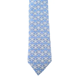 Photo of Vintage Hermès 100% Silk Men's Blue Tie With Multicolor Geometric Designs