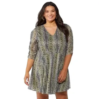 Photo of Cato Plus Size Green Mesh Overlay Snake Print Swing Dress