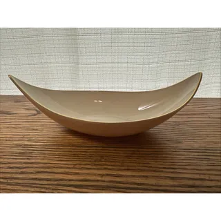 Photo of Lenox Boat Shaped Dish Pink Outside Serving Bowl Centerpiece w/ Gold Trim ~9”