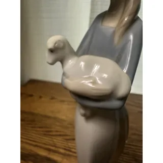 Photo of Lladro Figurine #4505 - “Girl With Lamb” (Lamb’s Ear Missing)