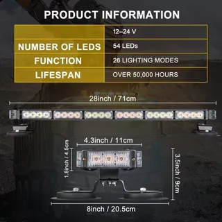 Photo of 28" Amber and White LED Emergency Strobe Light Bar