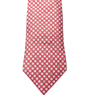 Photo of Vintage Hermès 100% Silk Men's Red Tie With Blue & White Geometric Designs