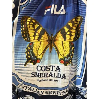 Photo of Fila Tennis Skirt Women Small Pleated Costa Singapore Line Colorful Butterfly
