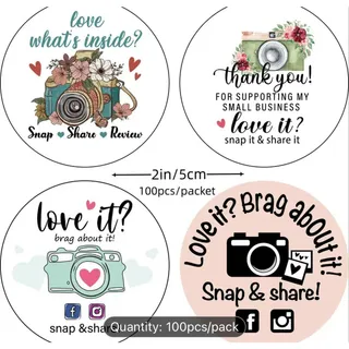 Photo of 100pcs Camera Stickers, 4
Different Patterns, Small Business, Packaging Stickers